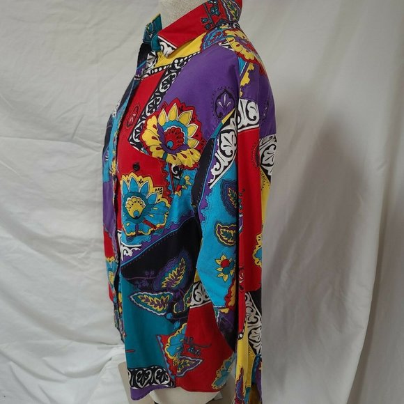 VTG FRONTIER SERIES Floral Western Colorful Shirt - Picture 6 of 12